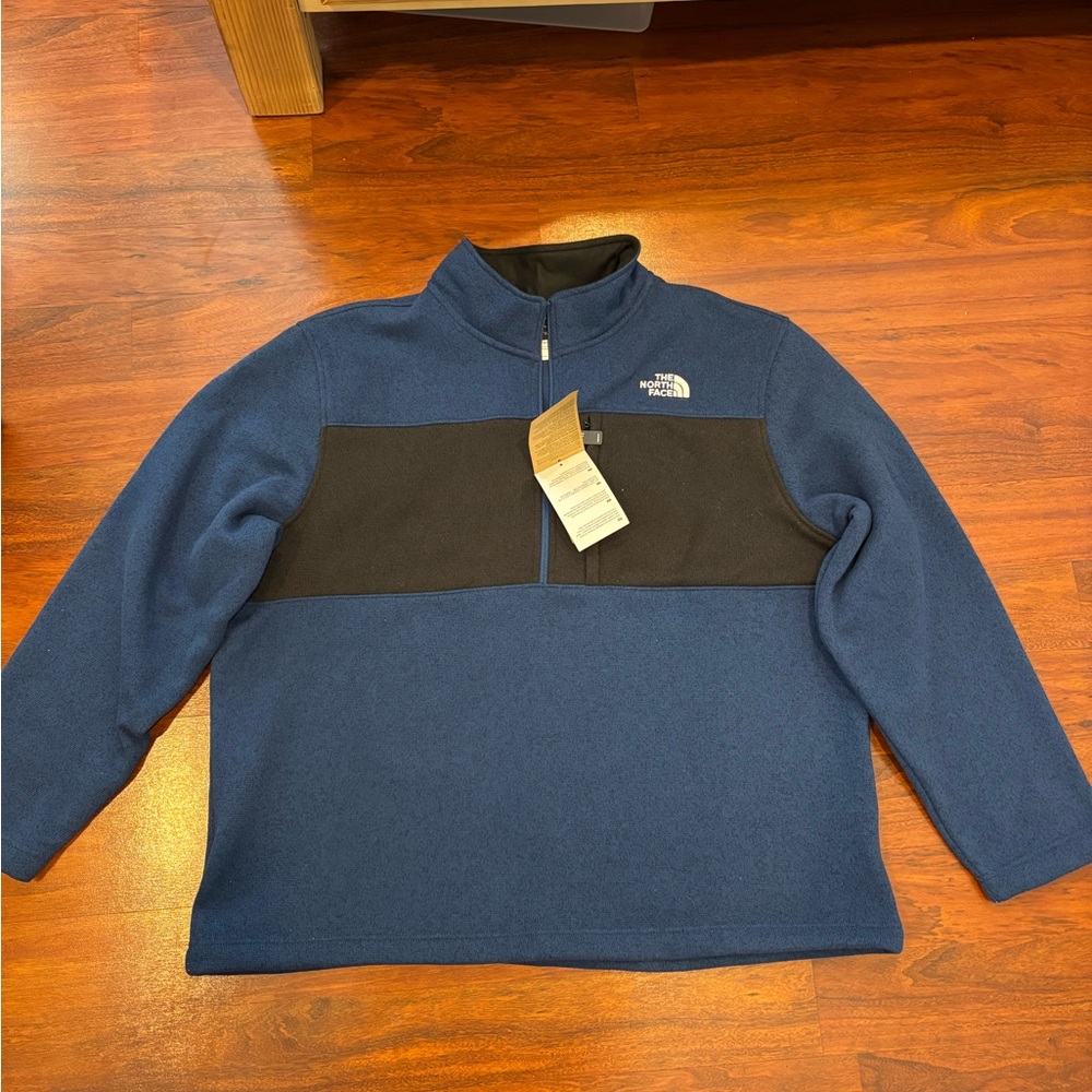 The North Face Men's Navy and Black Zip-Up Sweater